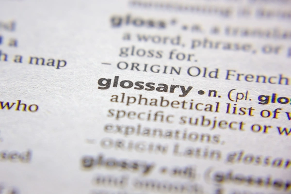Dictionary page definition of Glossary